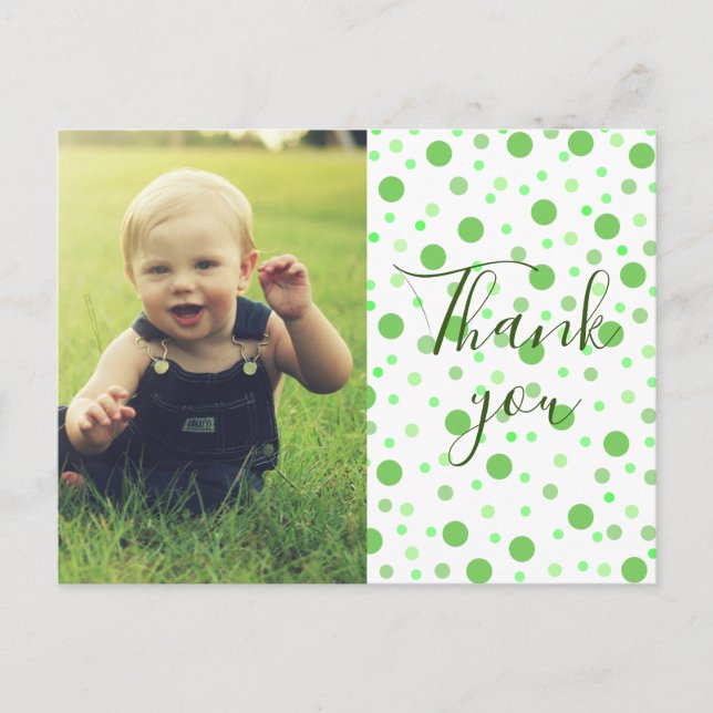 Barn Tack Grön Prick Vykort (Framsida)