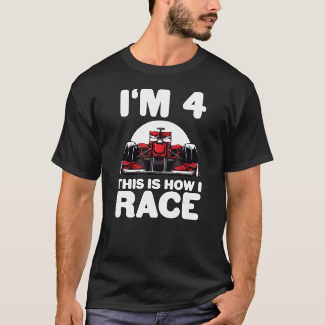 Barn, Tävla 4e födelsedagen 4 Fyra Småbarn Formul T Shirt (Framsida)