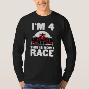 Barn, Tävla 4e födelsedagen 4 Fyra Småbarn Formul T Shirt