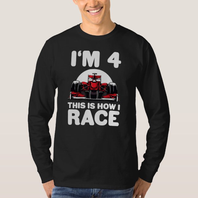 Barn, Tävla 4e födelsedagen 4 Fyra Småbarn Formul T Shirt (Framsida)