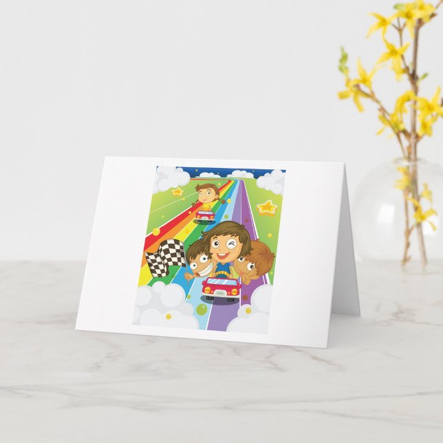 Barn Tävla på ett regnbågskort Kort (Skapare uppladdad)