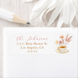 Barn Tea Party Elegant Skript Flick Shower Adress Returadress Etikett