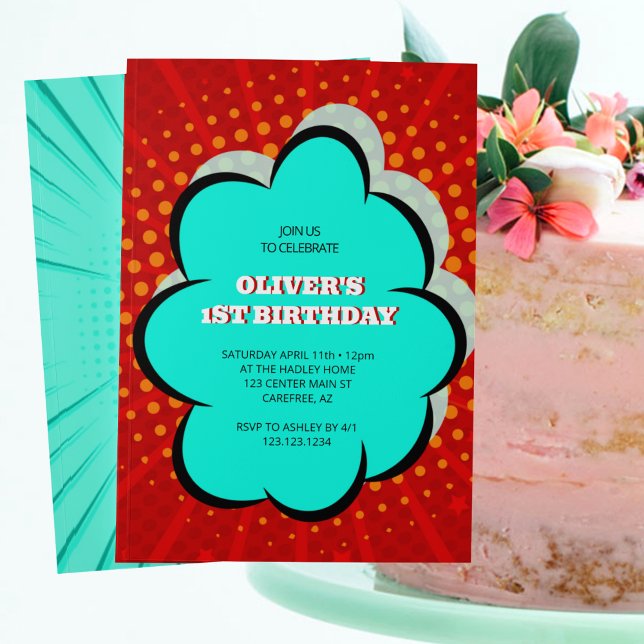 Barn Tecknad Bok 1:a födelsedag Party Inbjudningar (Skapare uppladdad)