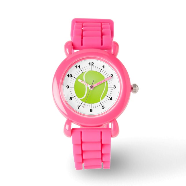 Barn Tennis Boll Rosa Glitter Strap Watch Armbandsur (Framsida)