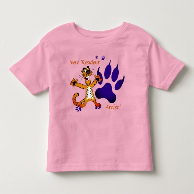Barn Tiger Spår Konstnärlig T Shirt (Framsida)