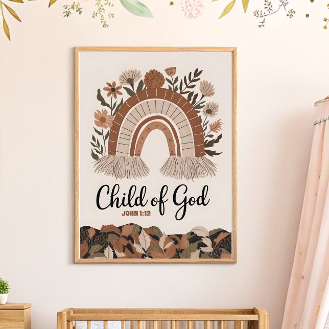 Barn till Gud Boho Christian Nursery Wall Art Poster (Skapare uppladdad)