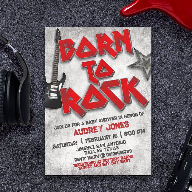 Barn till rock - Baby Shower Inbjudningar (Skapare uppladdad)