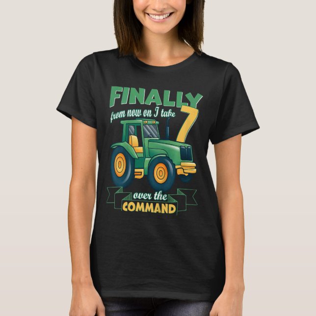 Barn Till slut 7 år gamla 7:e-födelseakttraktor 7  T Shirt (Framsida)