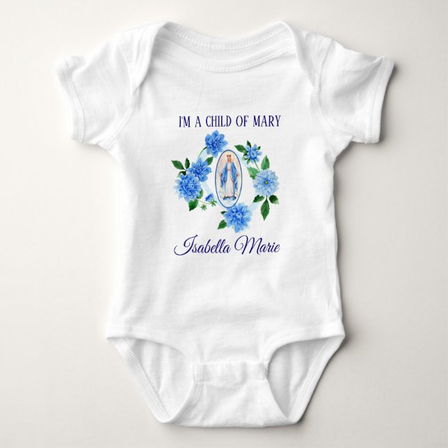 Barn till Virgin Mary | Blue Dahlia Flowers T Shirt (Framsida)