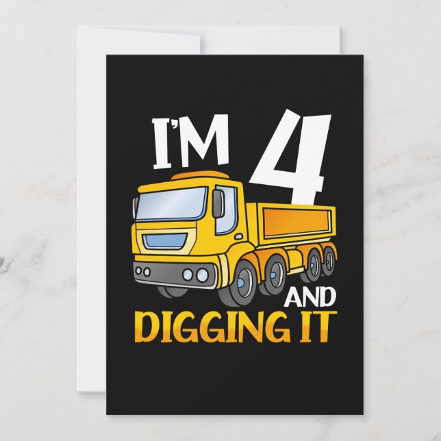 Barn Tre 4år 4-års födelsedags Bygg Pojke 4 År Inbjudningar (Framsida)