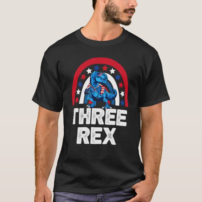 Barn tre Rex 3:e födelsedag 3 år gamla Rex Dinosau T Shirt (Framsida)