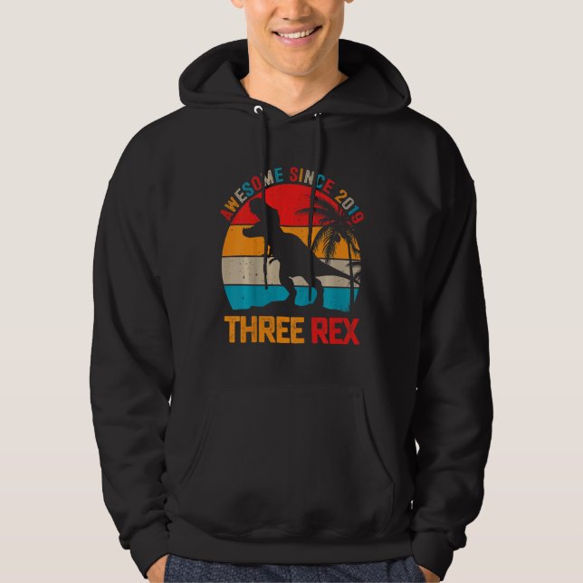 Barn tre Rex 3:e födelsedag Tredje dosoaur Rex Hoodie (Framsida)
