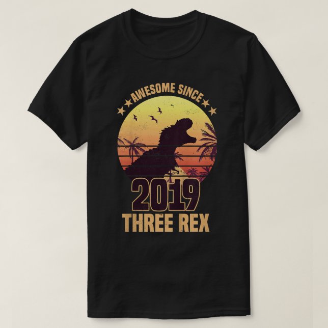 Barn tre Rex 3: e födelsedagstidsinosaur 3 år T Shirt (Design framsida)