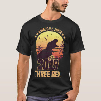 Barn tre Rex 3: e födelsedagstidsinosaur 3 år T Shirt