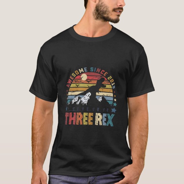 Barn tre Rex 3Rd Birthday Boy tredje Dinosaur Awe T Shirt (Framsida)