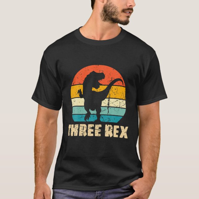 Barn tre Rex 3Rd Birthday Boys Tredje doseringsdok T Shirt (Framsida)