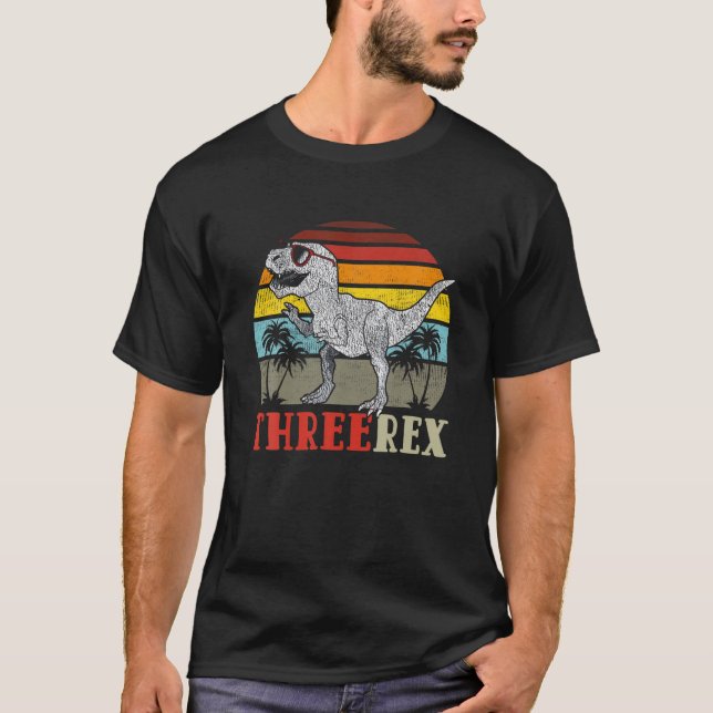 Barn tre Rex Birthday 3 År Gammal dosinosaur 3Rd t Shirt (Framsida)