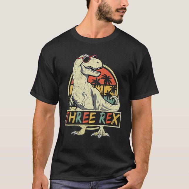 Barn tre Rex Dinosaurs födelsedag 3 dagar Rex Fu T Shirt (Framsida)