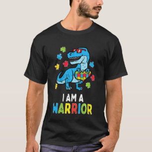 Barn Trex Dino Jag Är En Krigare Småpojkar Autism T Shirt