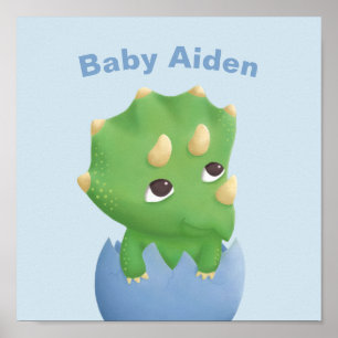 Barn Triceratops Dinosaur Ägg Nurserum Dekoration Poster