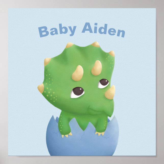 Barn Triceratops Dinosaur Ägg Nurserum Dekoration Poster (Framsidan)