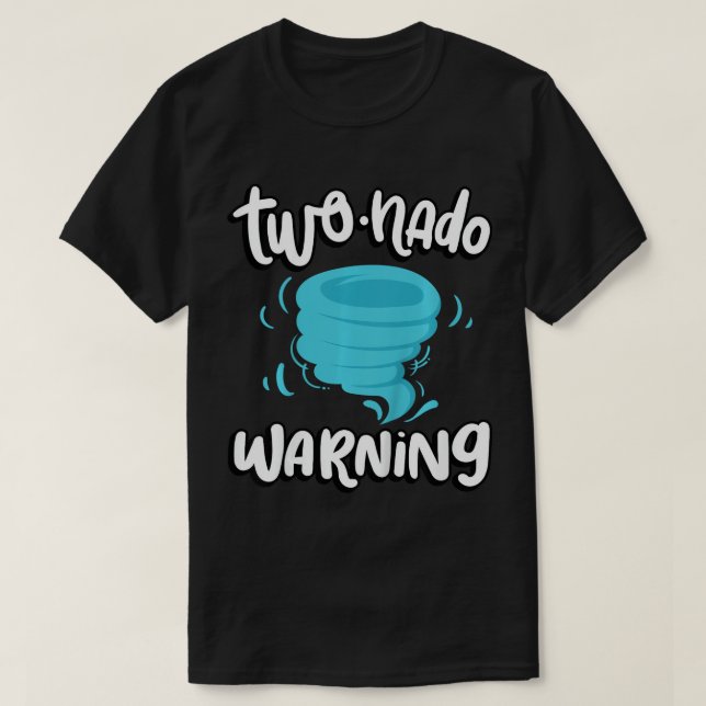 Barn två-nado Varning Tornado 2:a födelsedagen T Shirt (Design framsida)