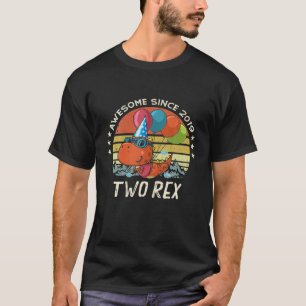Barn två Rex 2:a födelsedag andra dosinosaur 2 T Shirt