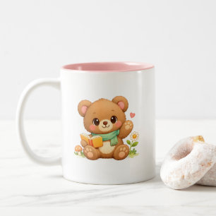Barn tvåtonmugg "Sagoläsande björn" Två-Tonad Mugg