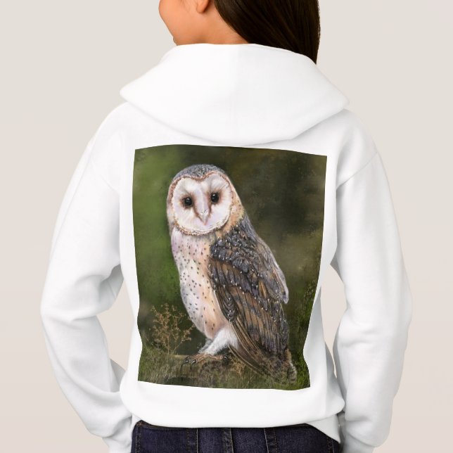 Barn Uggla Barn Hoodie T Shirt (Baksida)