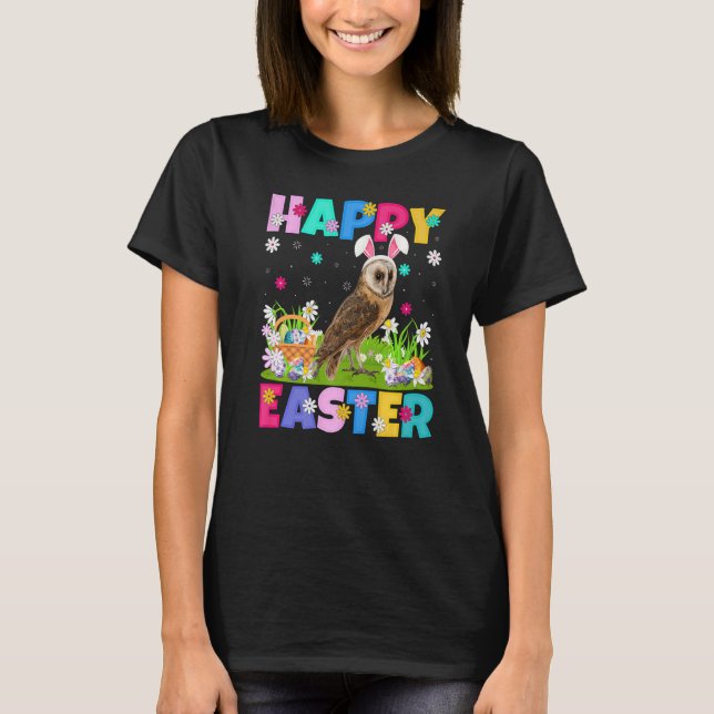 Barn Uggla Bird Glad påsk Bunny Barn Uggla Påsk S T Shirt (Framsida)