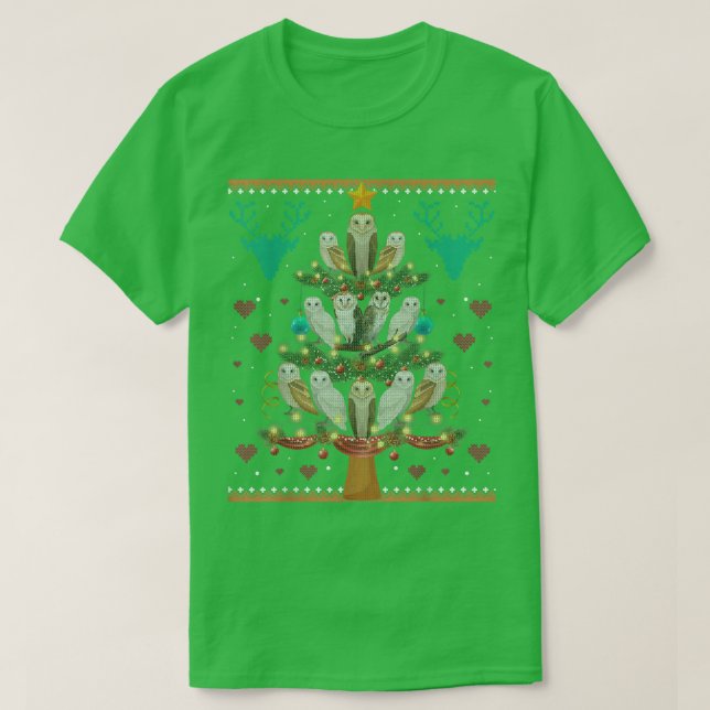 Barn Uggla Bird Julgran Gift Funny jul T Shirt (Design framsida)