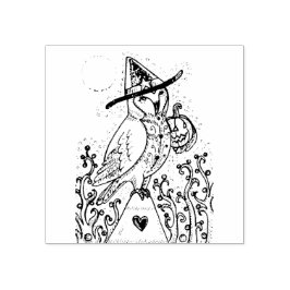 BARN UGGLA FOLK ART, HALLOWEEN GUBBER FRIMÄRKE STÄMPEL