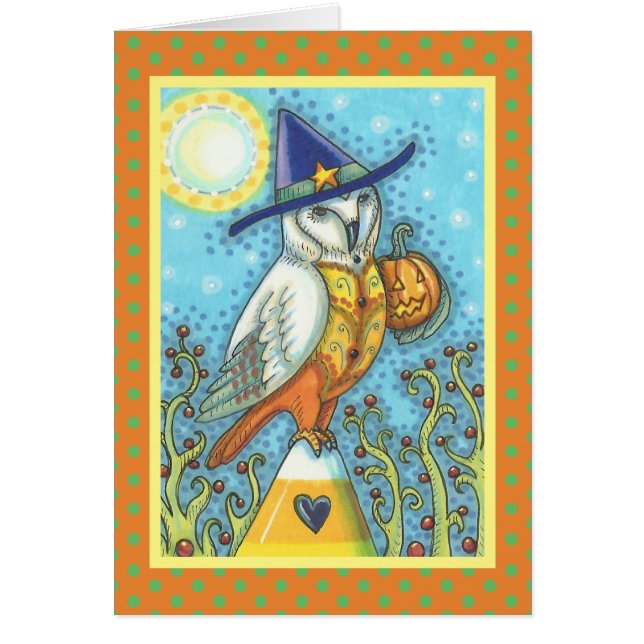 BARN UGGLA FOLK HALLOWEEN GREETING CARD Blank OBS Kort (Framsidan)