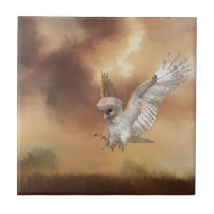 Barn Uggla i Digital Flight Painting Kakelplatta