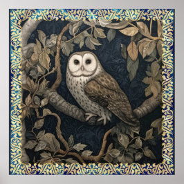 Barn Uggla i Night Forest William Morris Stil Poster