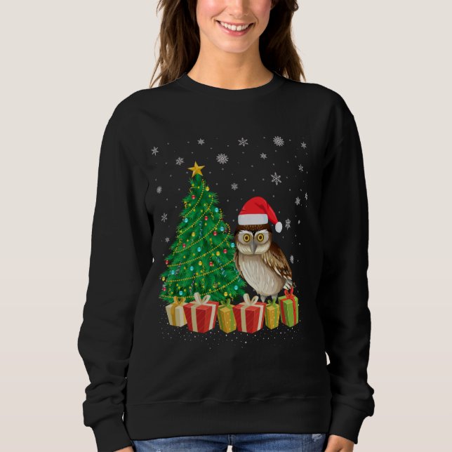 Barn Uggla Julafton Träd Lighting Santa Hat Barn U T Shirt (Framsida)