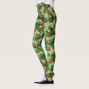 Barn Uggla, Löv och Rosa Lotus Flowers Leggings