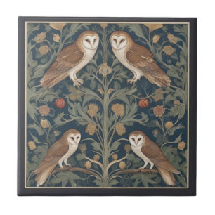 Barn Uggla Mönster William Morris stil Ugglor Kakelplatta