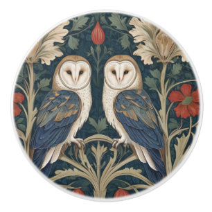 Barn Uggla par William Morris stil två ugglor Knopp