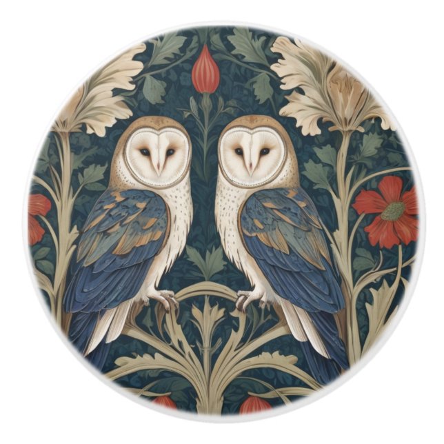 Barn Uggla par William Morris stil två ugglor Knopp (Framsidan)