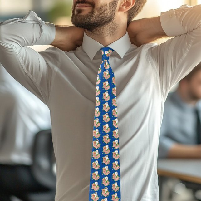 Barn Uggla Rosa Flowers Blue Slips (Skapare uppladdad)