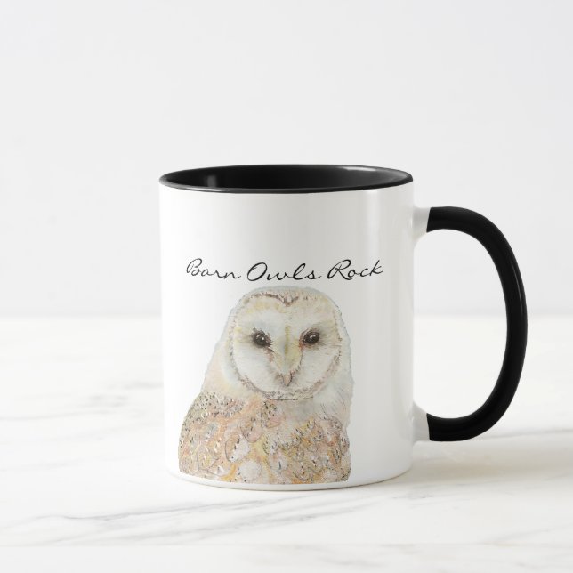 Barn Uggla Sten- Watercolor Bird Collection Mugg (Höger)
