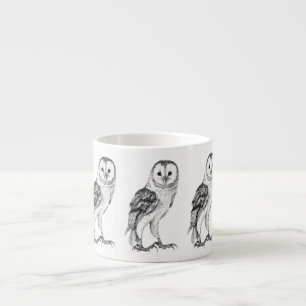 Barn Uggla - Teckning i Black Pen Espressomugg
