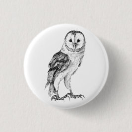 Barn Uggla - Teckning i Black Pen Knapp