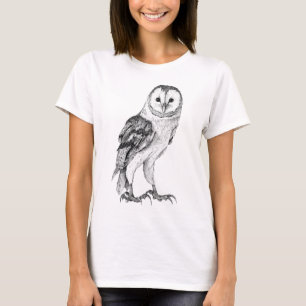 Barn Uggla - Teckning i Black Pen T Shirt