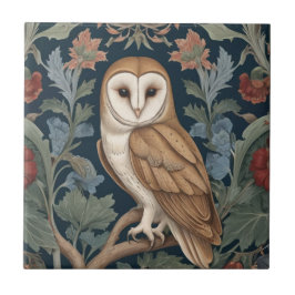 Barn Uggla William Morris stil Lämnat mot Blommigt Kakelplatta