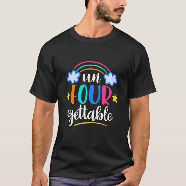 Barn Un Fyra Gettable Rainbow B Day 4e födelsedage T Shirt (Framsida)