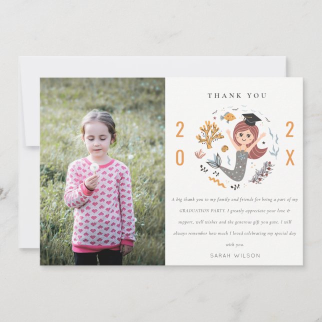 Barn Undervattenssiren Foto Förskoleavslutning Tack Kort (Framsida)