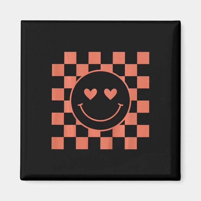 Barn Ungdom Rutig Retro Valentine Leende Ansikte  Magnet (Framsidan)
