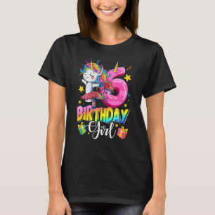 Barn Unicorn 6e Birthday Girl 6 Ålder Party T Shirt